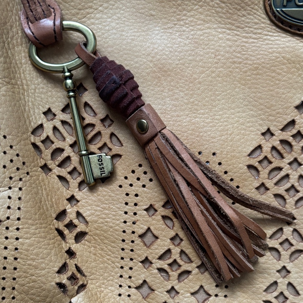 Fossil Brown Leather Cutout Shoulder Bag - Picture 3 of 16